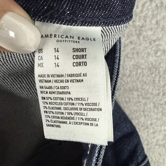 American Eagle Jeans Womens 14 Super High Rise Baggy Wide Leg Dark Wash NEW - Picture 12 of 13